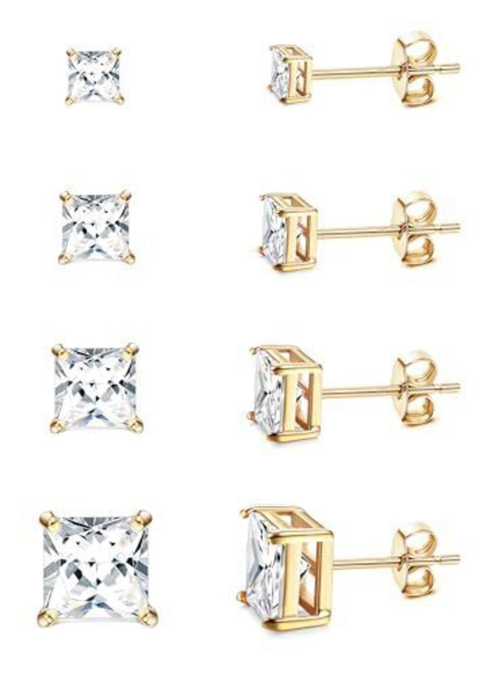 8316 Cubic Zirconia Stud Earrings | 18K Gold Plated Hypoallergenic Sterling